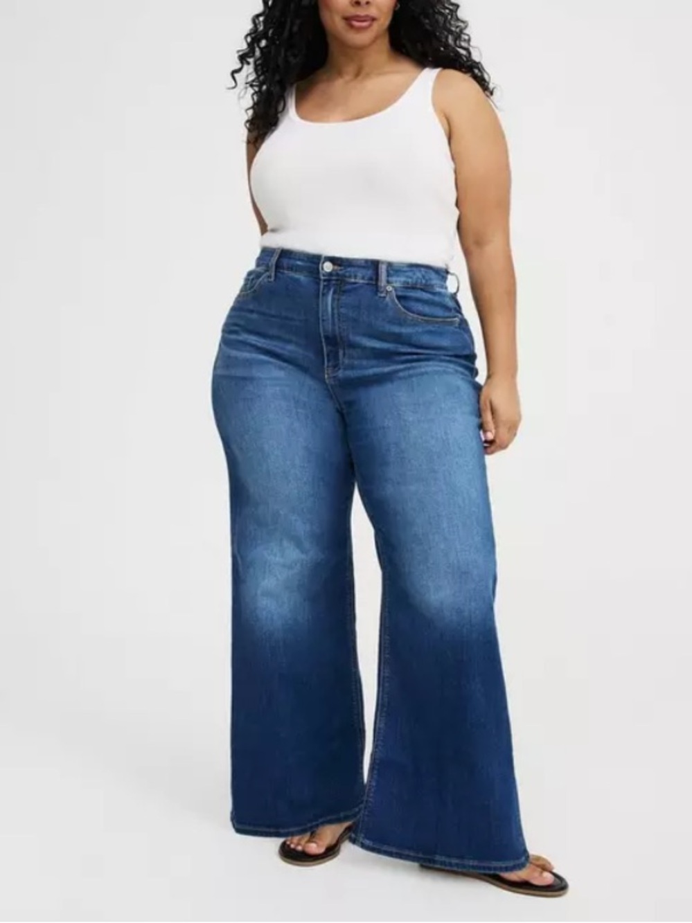 Torrid High Rise Wide Leg Everyday Jeans Size 18 Short Blue Plus Size Denim